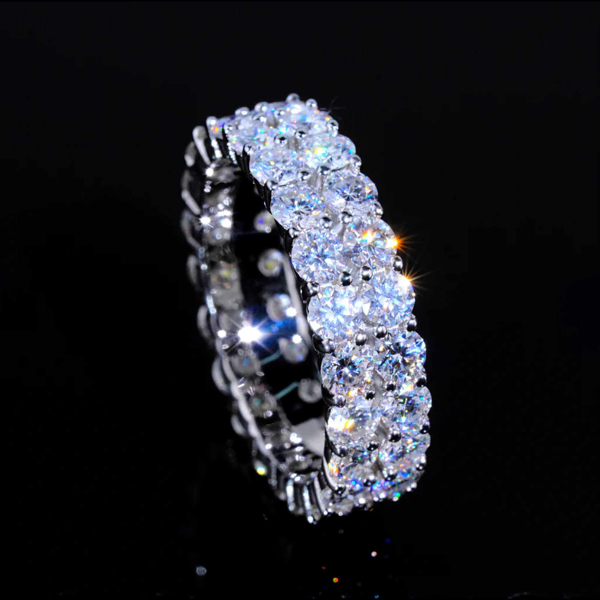 925S & VVS MOISSANITE 2-ROW ETERNITY RING