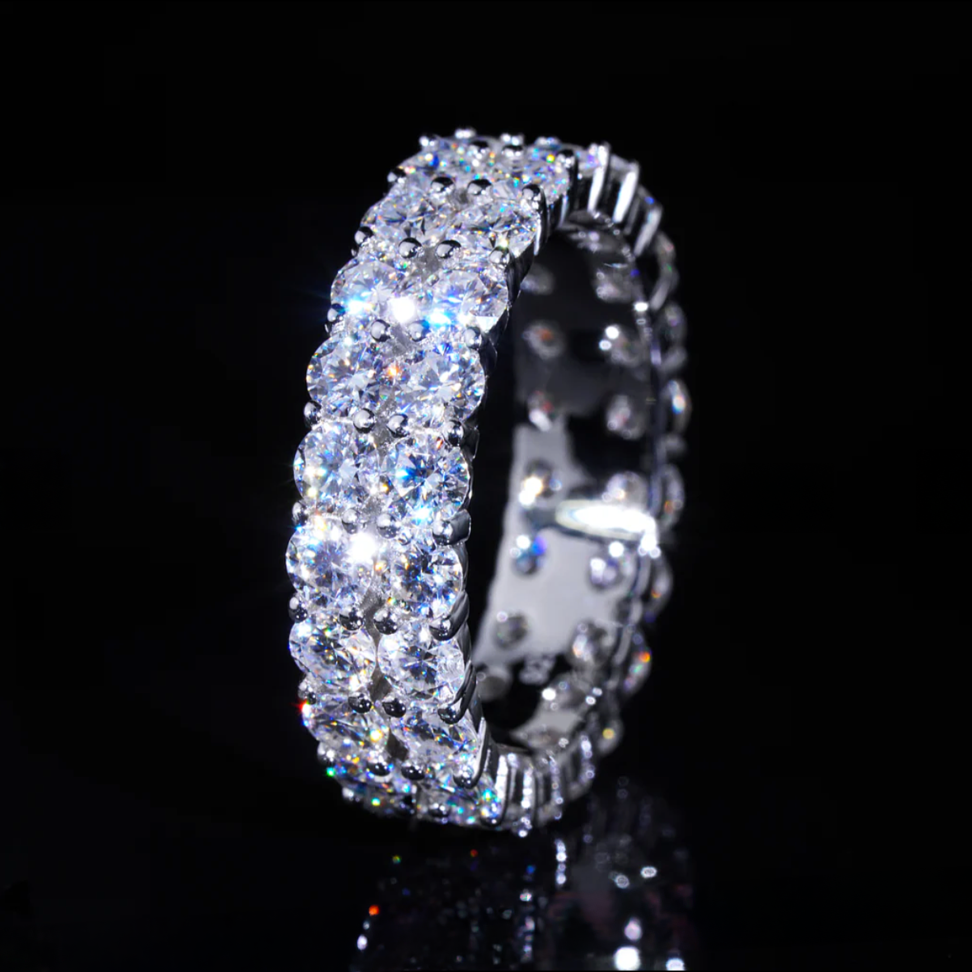 925S & VVS MOISSANITE 2-ROW ETERNITY RING