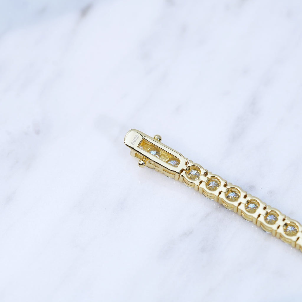 5MM 925S & VVS MOISSANITE TENNIS CHAIN 18K YELLOW GOLD