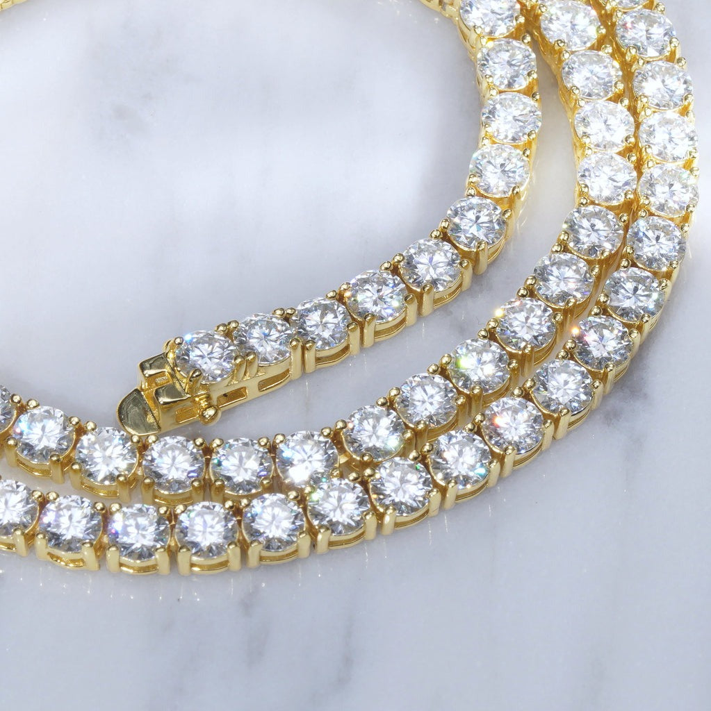 5MM 925S & VVS MOISSANITE TENNIS CHAIN 18K YELLOW GOLD