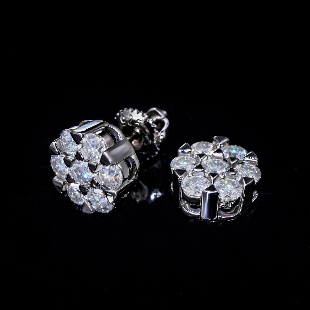 CLUSTER VVS MOISSANITE EARRING .925 STERLING SILVER