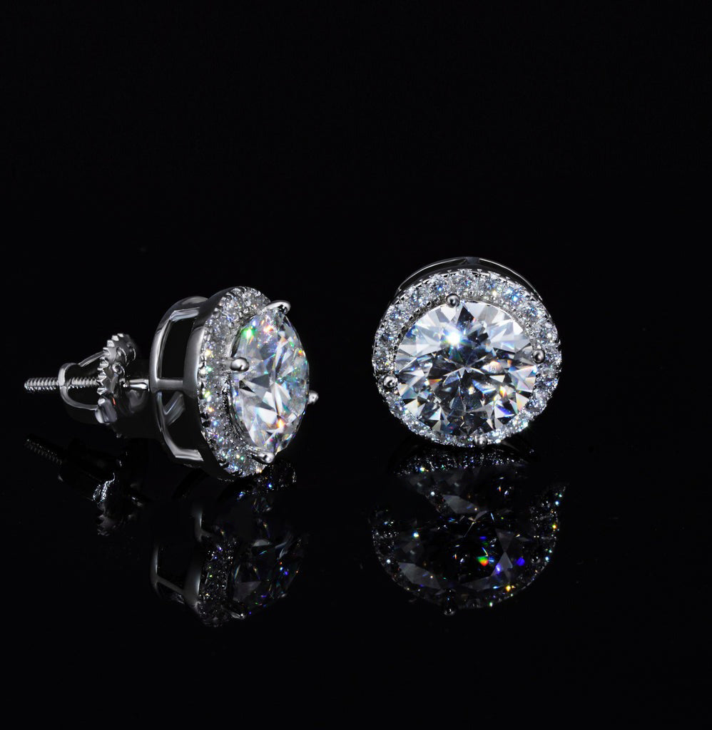 2.00 CARAT CERTIFIED VVS1 MOISSANITE HALO EARRINGS