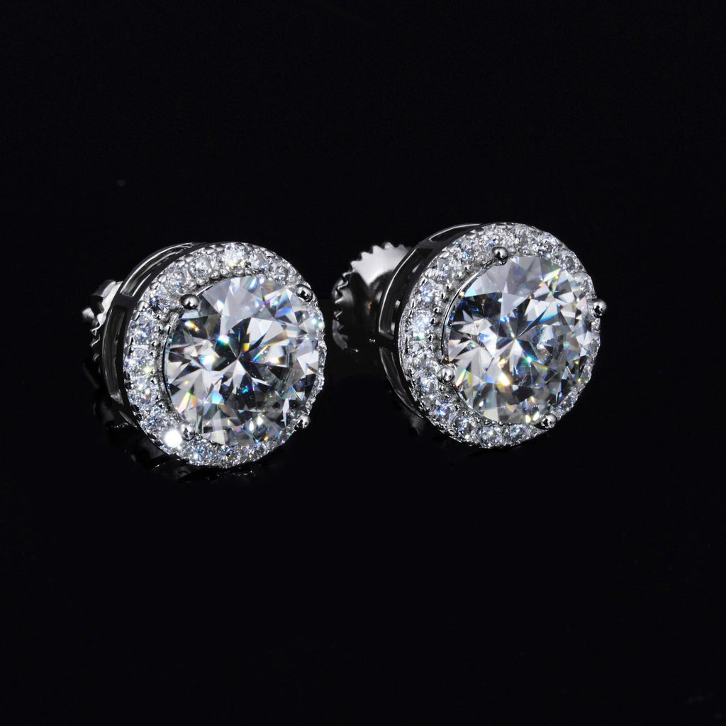 2.00 CARAT CERTIFIED VVS1 MOISSANITE HALO EARRINGS