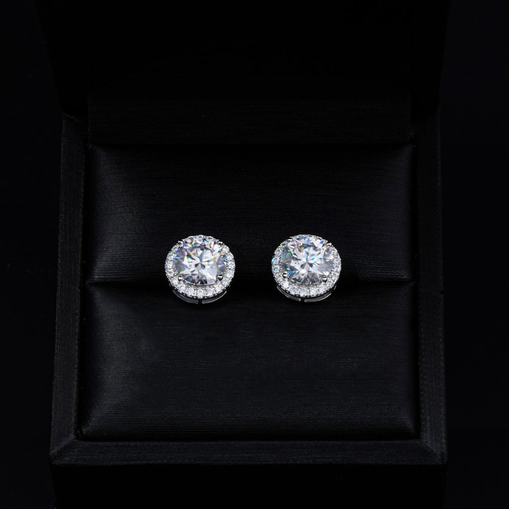 2.00 CARAT CERTIFIED VVS1 MOISSANITE HALO EARRINGS