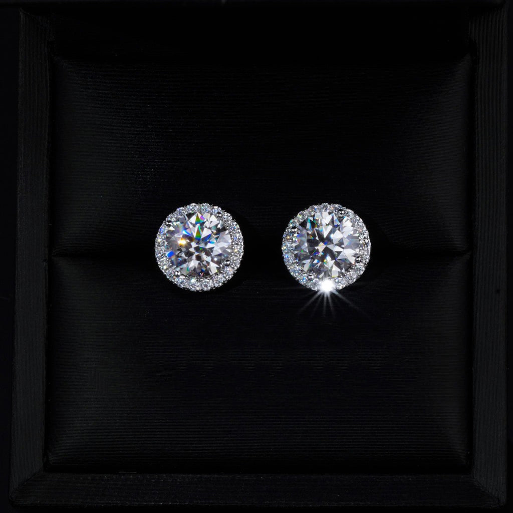 2.00 CARAT CERTIFIED VVS1 MOISSANITE HALO EARRINGS