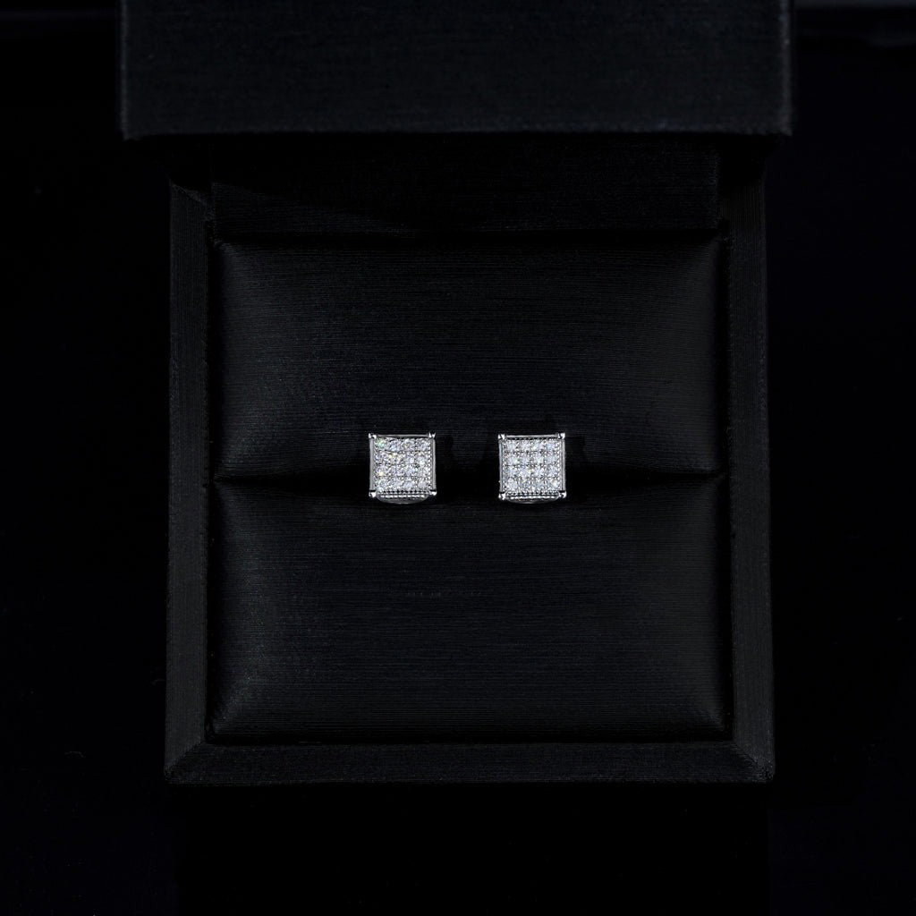 925S & VVS MOISSANITE 3D CUBE EARRINGS WHITEGOLD