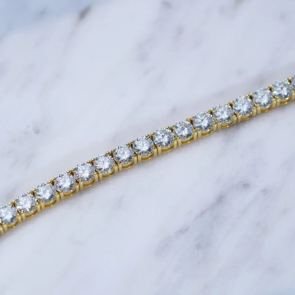 5MM 925S & VVS MOISSANITE TENNIS BRACELET 18K YELLOW GOLD