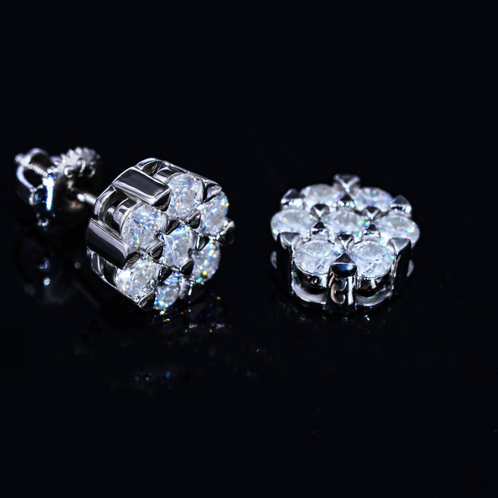 CLUSTER VVS MOISSANITE EARRING .925 STERLING SILVER